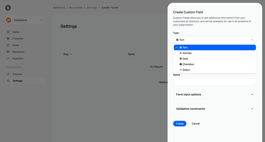 Polar
			 data management configuration settings e-commerce form form building sidebar create ui page example