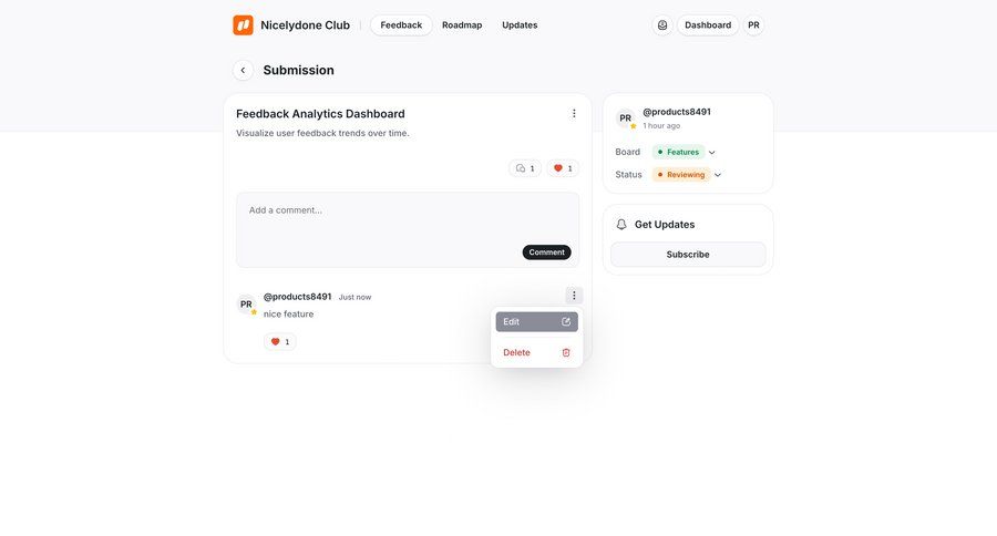 UserJot
			 dashboard delete user feedback user data menu analytics ui page example