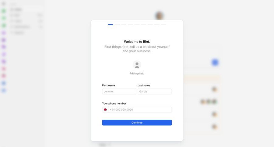 Bird
			 account creation avatar upload ui page example