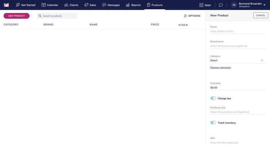 Mangomint
			 e-commerce grid form full screen modal product details create ui page example