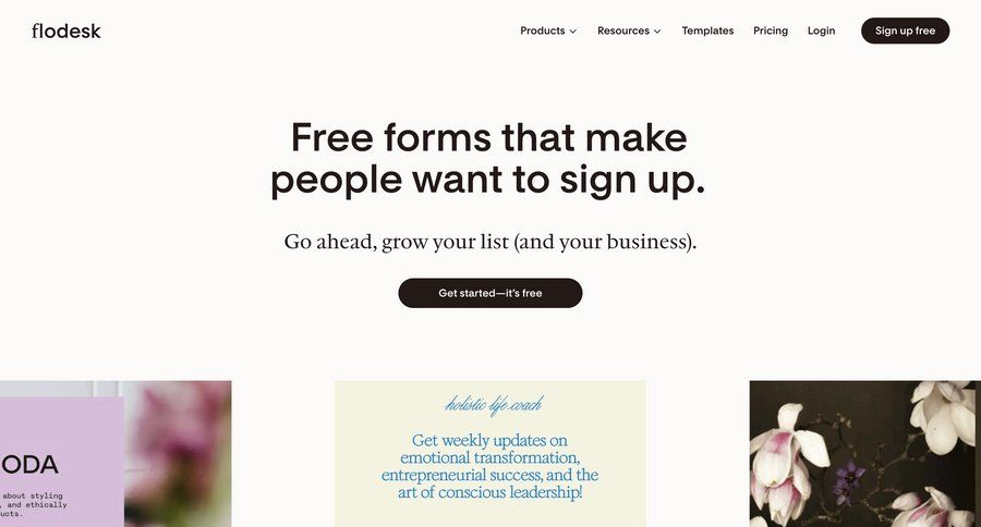 Flodesk
			 free templates competition blog templates newsletter signup ui page example