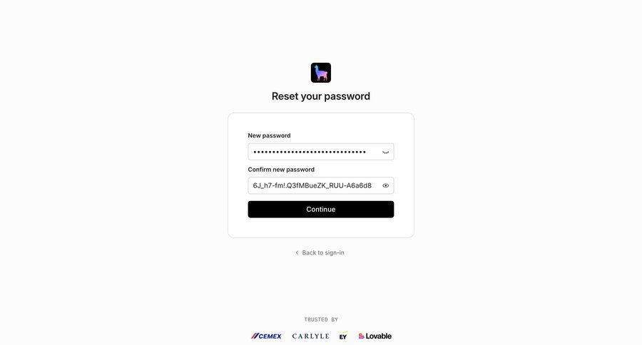 Llamaindex
			 authentication ui page example