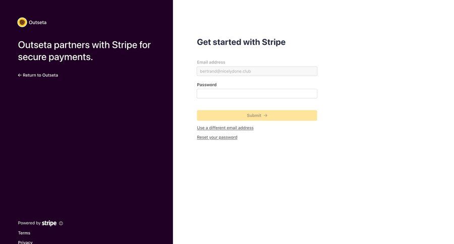 Outseta
			 onboarding form finance split screen account creation authentication ui page example