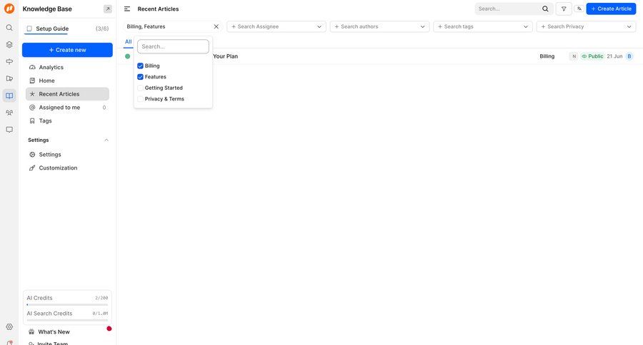 FeatureOS
			 content management sidebar navigation full-screen layout knowledge management sidebar create search bar search results ui page example