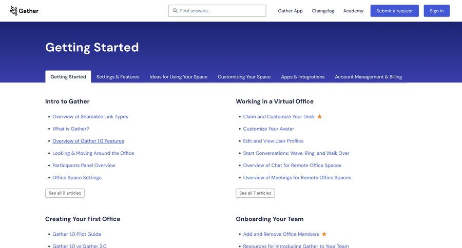 Gather
				onboarding ui page example