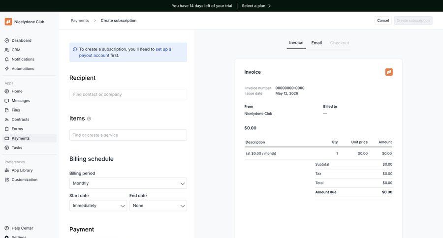 Assembly AI App Builder
			create form billing edit trial banner ui page example