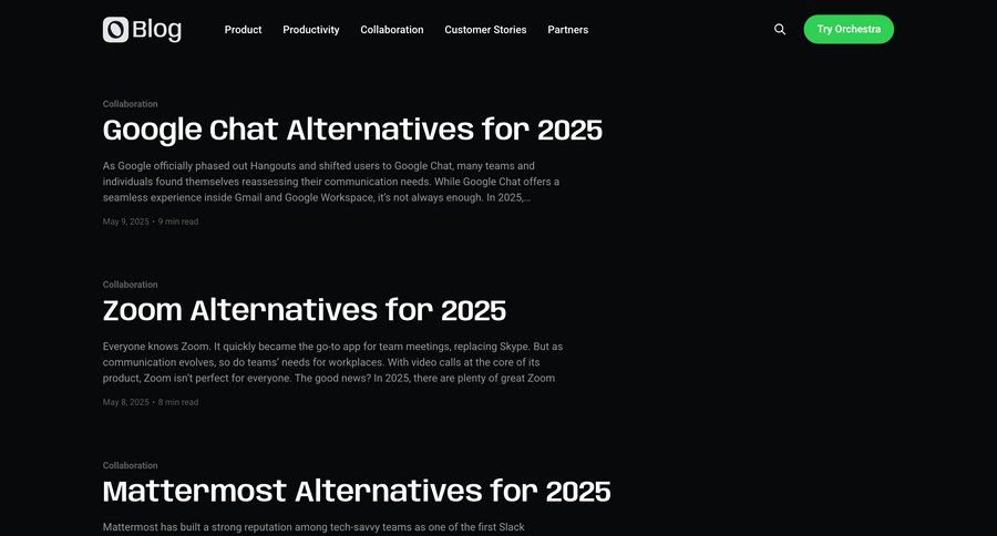 Orchestra
				blog ui page example
