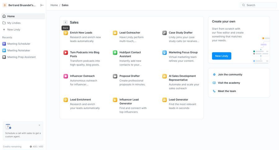 Lindy
			 dashboard sidebar navigation grid onboarding marketing automation content discovery hierarchical navigation ui page example
