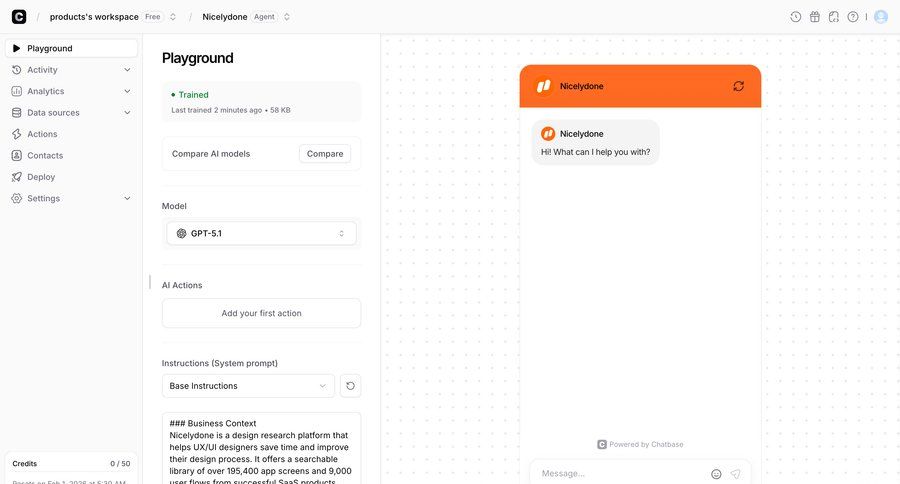 Chatbase
				workspace settings ui page example