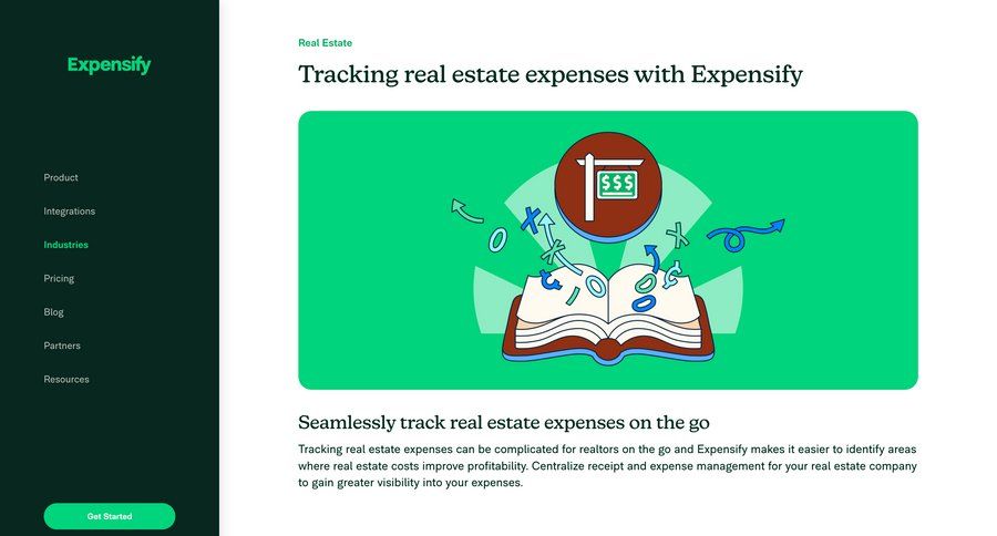 Expensify
			product page feature newsletter features management features pay bill newsletter signup ui page example