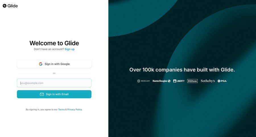 Glide
			 user authentication authentication login sign in ui page example