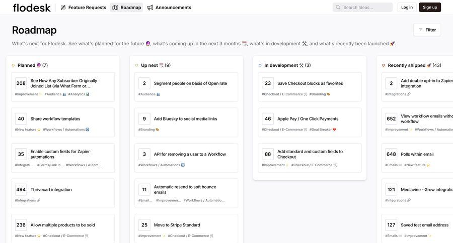Flodesk
			 coming soon announcement changelog update checkout screen newsletter signup ui page example