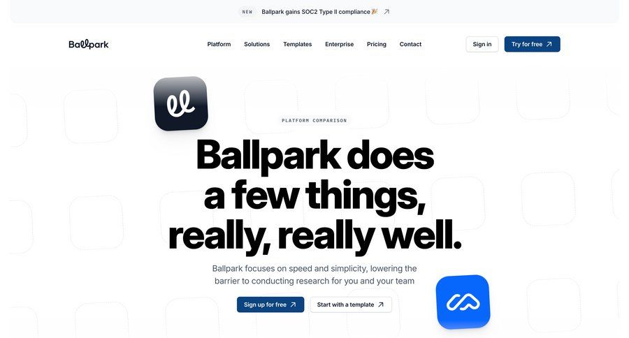 Ballpark
			 comparison page competition vs comparision alternatives testimonials ui page example