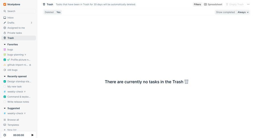 Height
			empty state trash & archive task management data management sidebar navigation sidebar junk command k ui page example