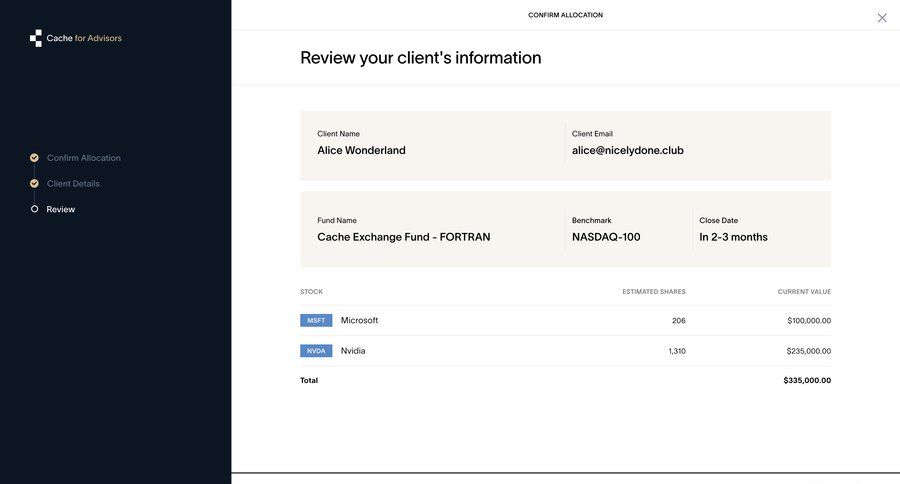 Cache
			 confirmation screen ui page example