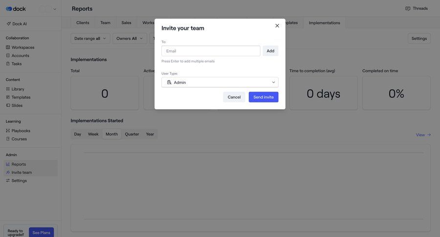 Dock
			 user management analytics dashboard ui page example