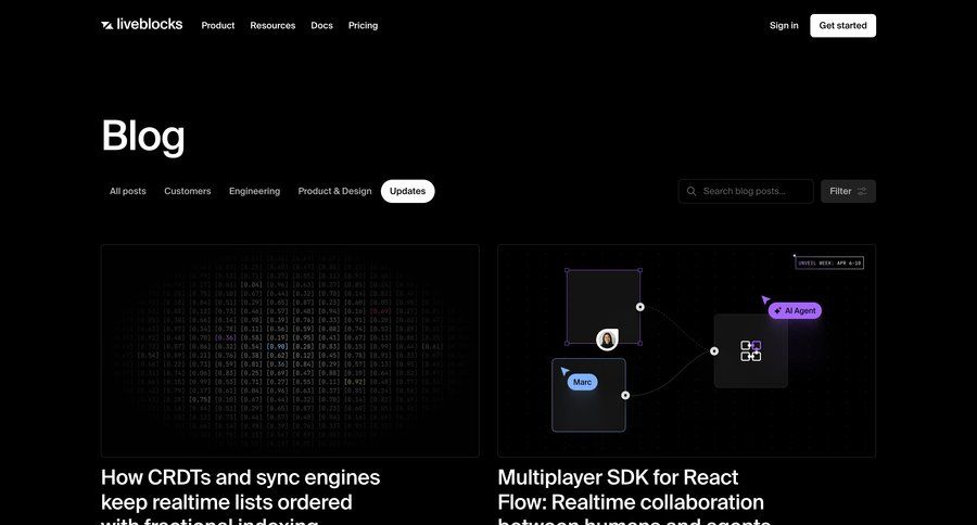 Liveblocks
			 changelog ui page example