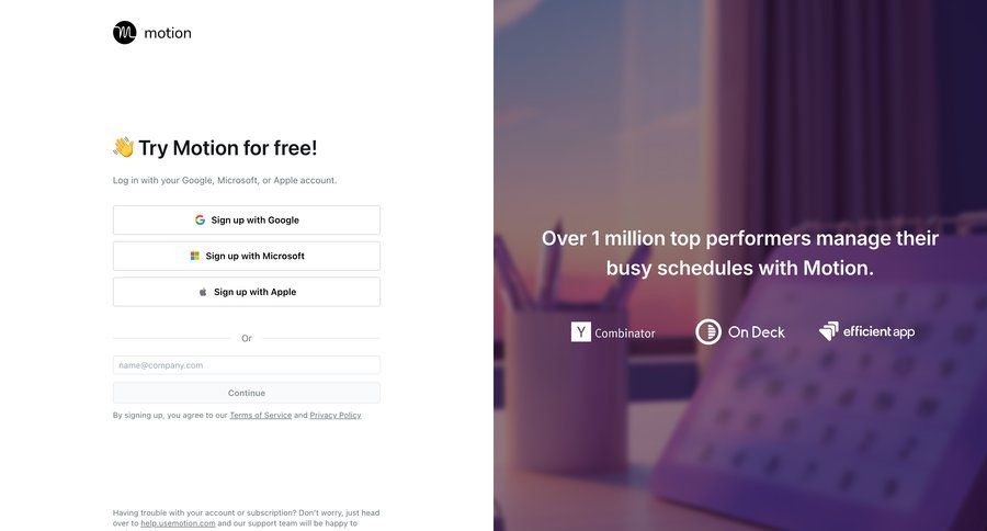 Motion
				signup page example