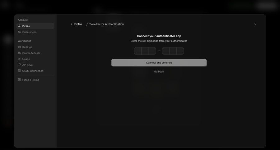 Flora
			 account management modal dialog account security profile settings cancel action ui page example
