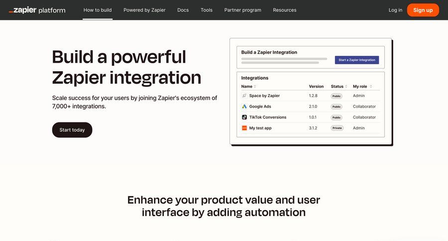 Zapier
				integrations ui page example