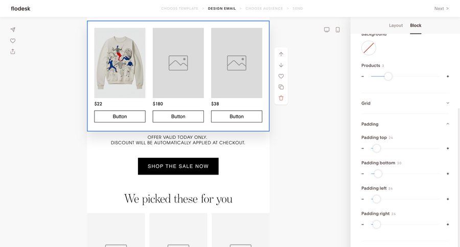 Flodesk
			shopping cart product page design editor e-commerce grid editor design announcement ui page example