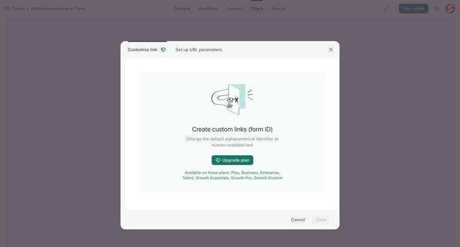 Typeform
			 paywall saas pricing upgrade modal ui page example