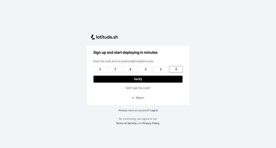 Latitude.sh
			 email verification ui page example