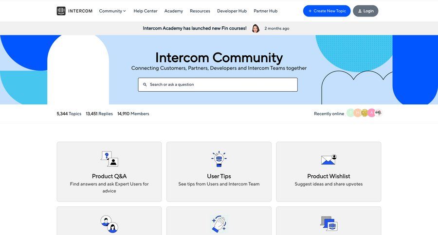 Intercom
			community trainings global search connect service newsletter signup ui page example