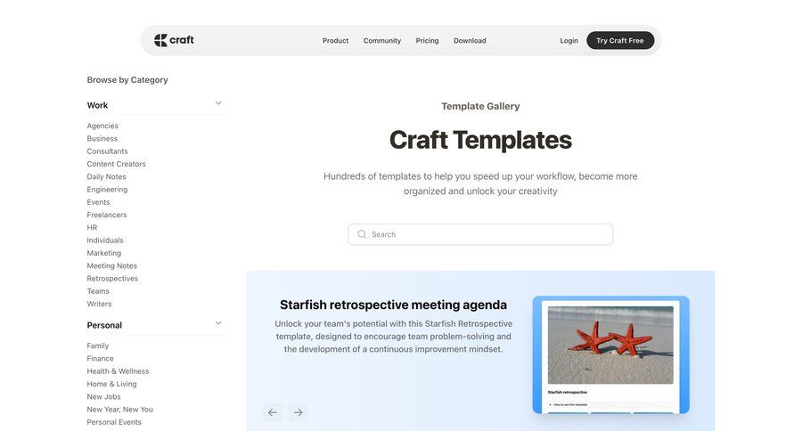 Craft
				templates ui page example