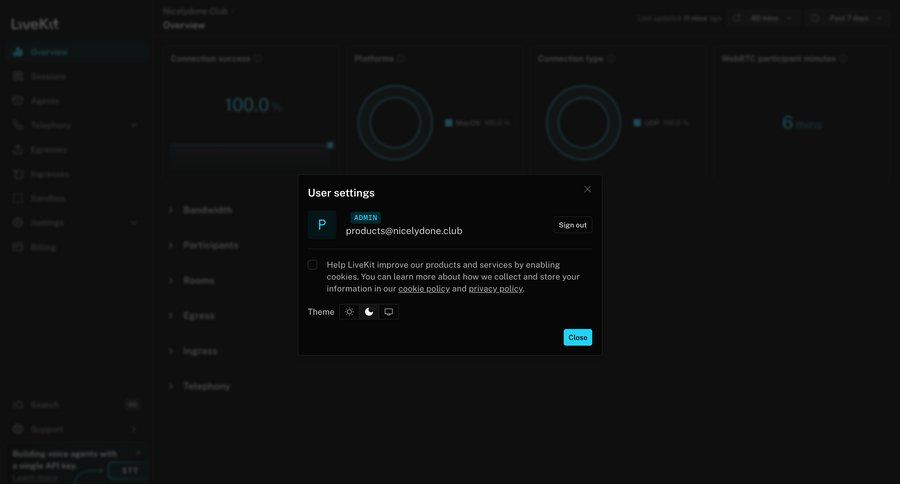 Livekit
				profile ui page example