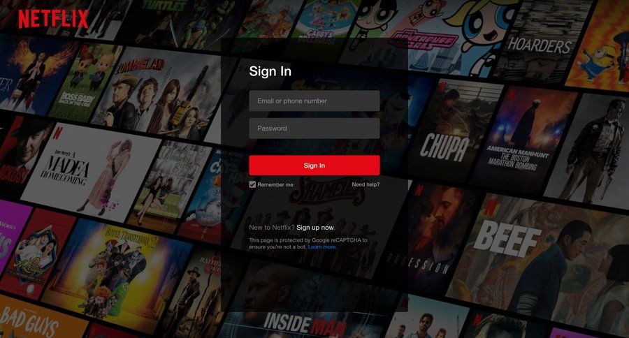 Netflix
				signin page example