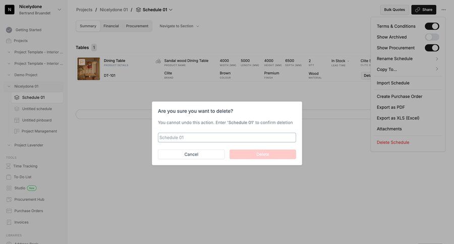 Programa
			modal & popover delete account table data management project management delete confirmation screen cancel deletion bulk import bulk delete bulk archive menu user termination table order tracking confirmation message ui page example
