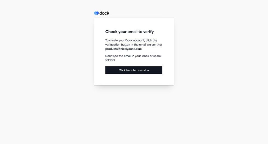 Dock
			 account creation email verification ui page example