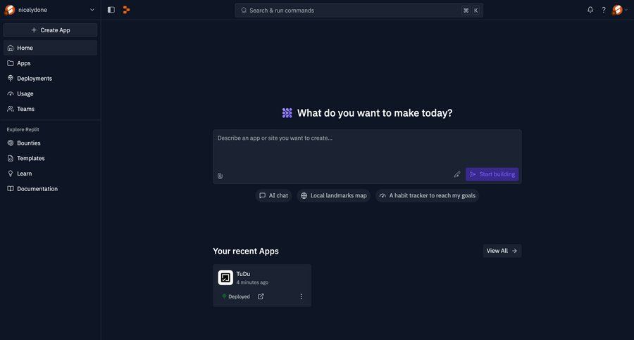 Replit
			 dashboard sidebar navigation grid full-screen layout template selection call intelligence sidebar create generate map view ui page example