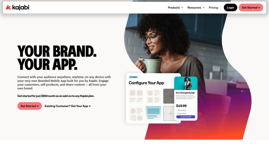 Kajabi
			 features testimonials check out accordion affiliate program ui page example