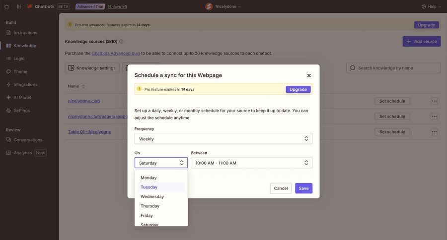 Zapier
			 configuration settings form alert time management ui page example