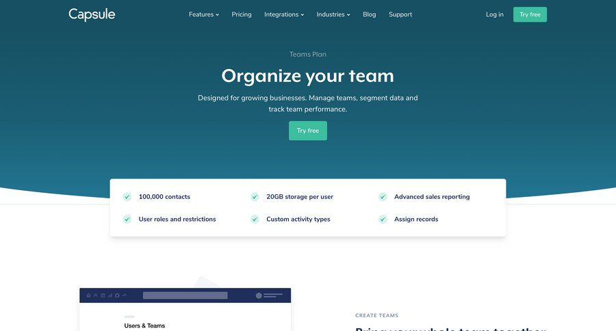 Capsule
			 team management affiliate program user role order tracking access controls features management ui page example