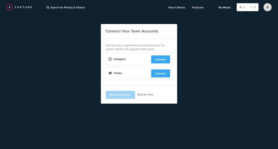 Capture
				onboarding page example