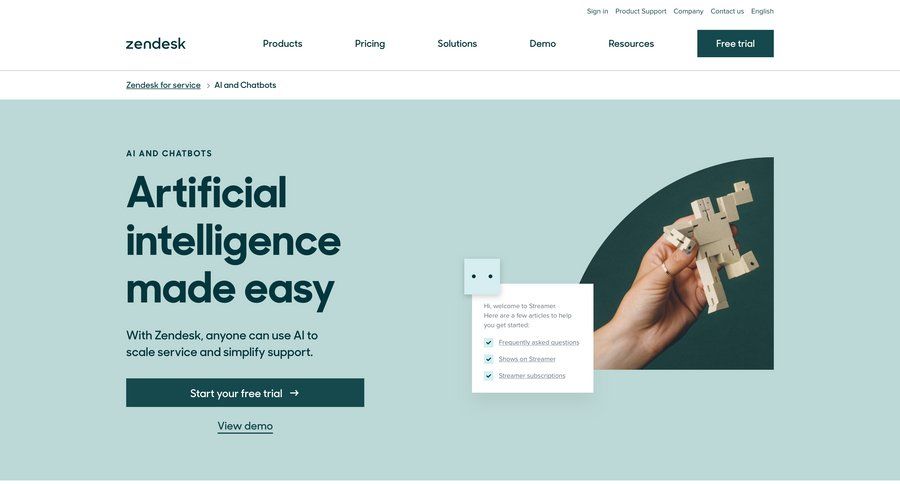 Zendesk
			 customer stories bot builder offline mode ui page example