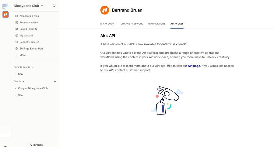 Air
			profile settings api configuration settings sidebar navigation account setup documentation ui page example