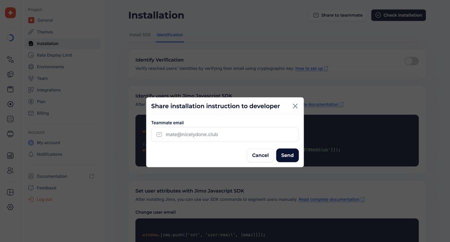 Jimo
			 configuration settings team collaboration form share modal modal dialog content blocks email verification sidebar setup ui page example