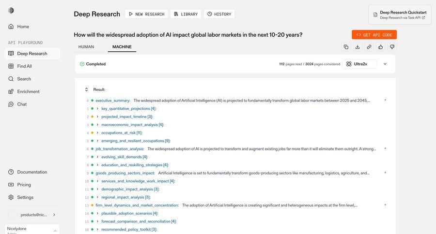Parallel
			list search api tools artificial intelligence research data visualization ui page example