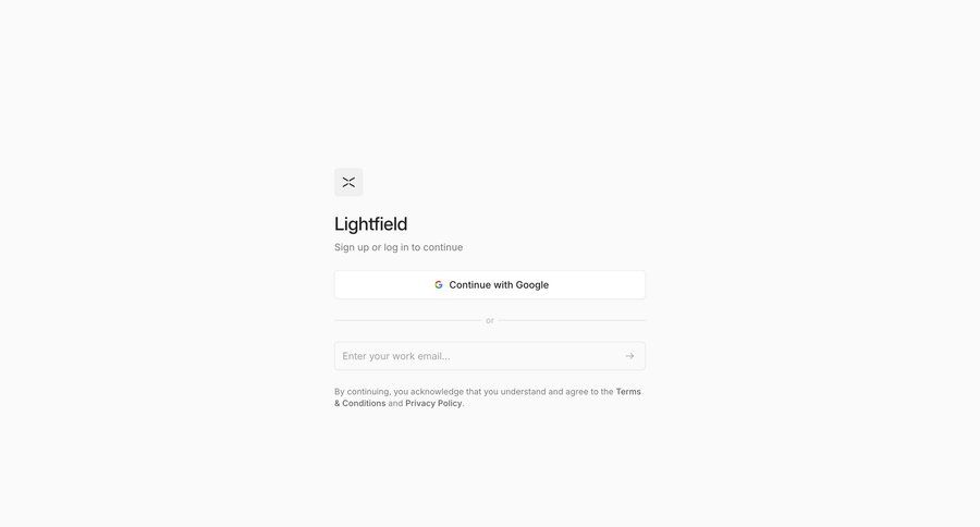 Lightfield
				signup ui page example