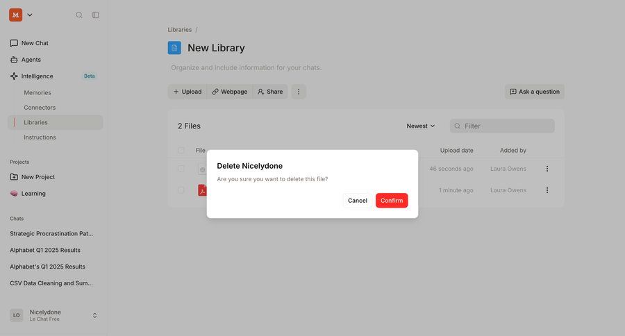 Mistral
			 sidebar navigation file management document list ui page example