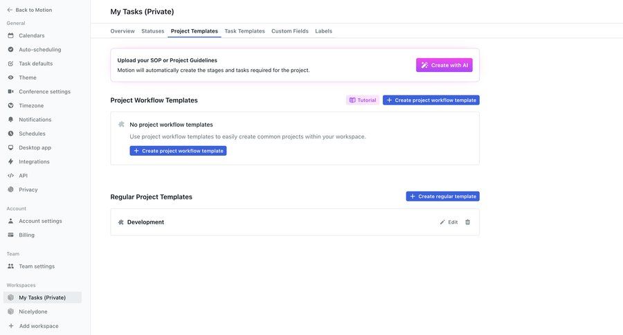 Motion
			 settings sidebar navigation project management grid workflow onboarding form automation templates account settings file upload workflow creation template selection create task management dashboard timezone selector ui page example