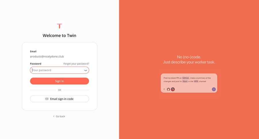 Twin
			 onboarding form user authentication split screen authentication rounded corners login sign in integration modern pagination ui page example