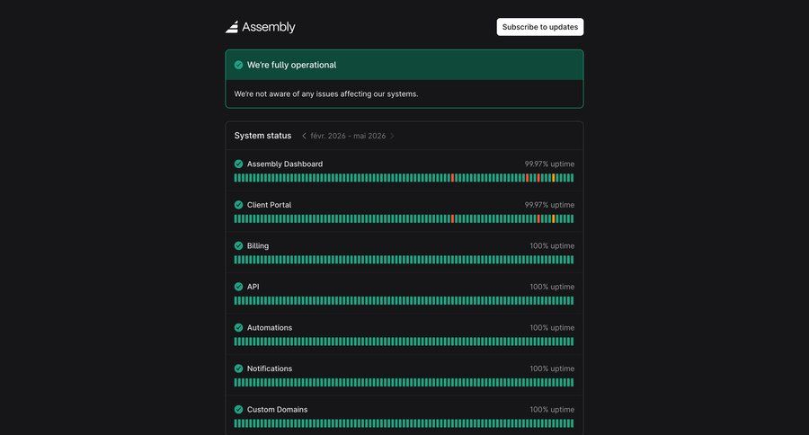 Assembly AI App Builder
			system status status page ui page example