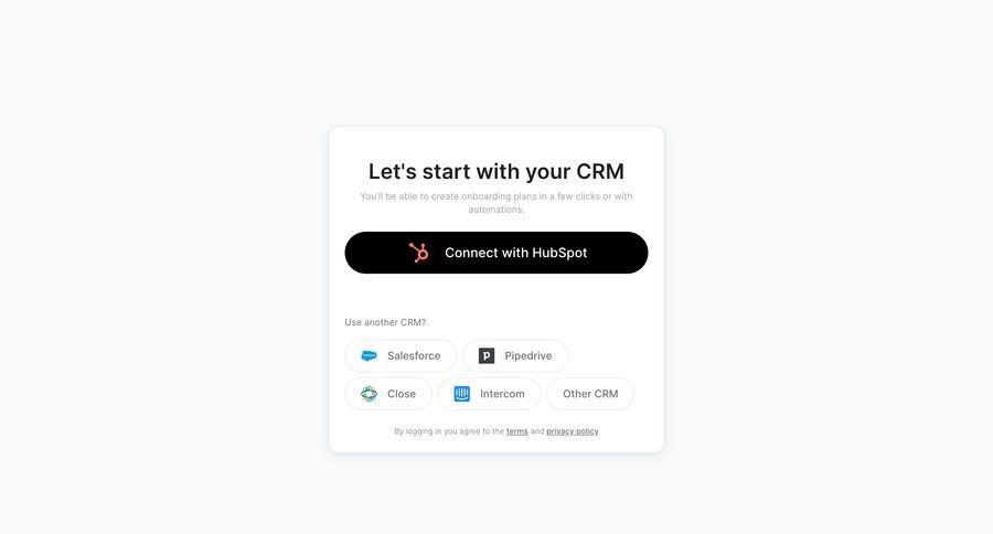 Arrows
			 onboarding integration signup create new account register crm integration ui page example