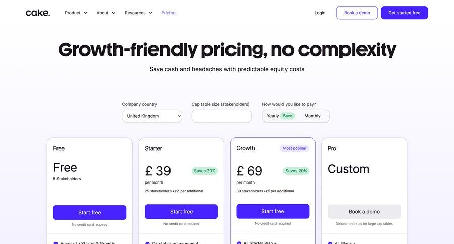 Cake
			 saas pricing pricing calculator ui page example