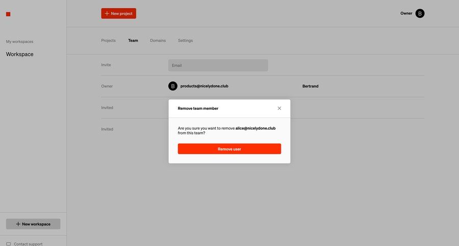 Standards
			modal & popover remove teammate sidebar settings email user management team collaboration user user invitation workspace settings ui page example